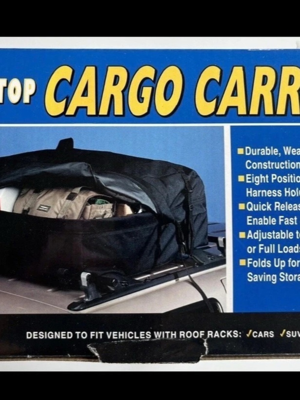 Bell. Roof Top Cargo Carrier Weather Resistant 12 Cubic Ft Capacity zip open